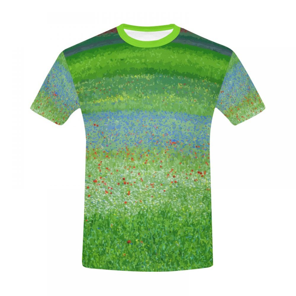 Vyriški Žaliasis Menas Kaimo Gėlės Trumpi Marškinėliai