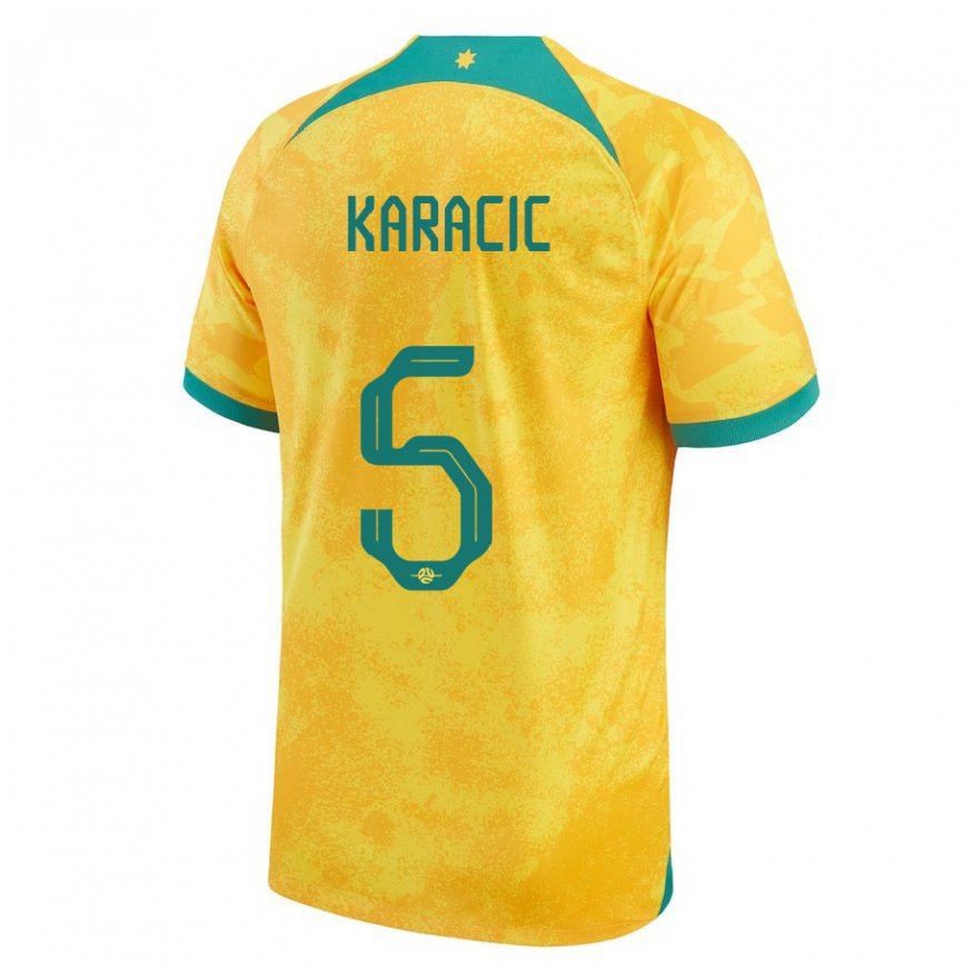 Vaikiškas Australijos Fran Karacic #5 Auksinis Namų Marškinėliai 22-24 T-shirt