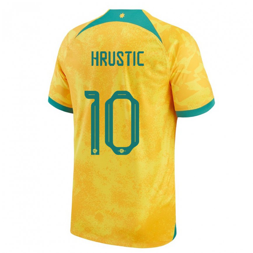 Vaikiškas Australijos Ajdin Hrustic #10 Auksinis Namų Marškinėliai 22-24 T-shirt