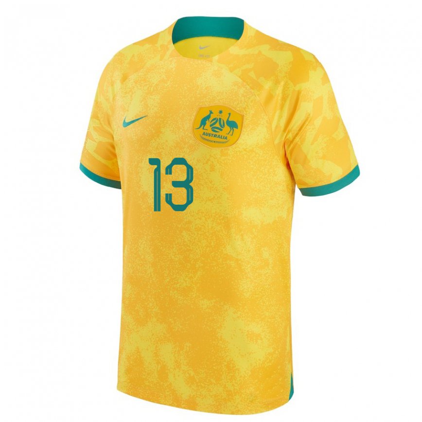 Vaikiškas Australijos Aaron Mooy #13 Auksinis Namų Marškinėliai 22-24 T-shirt