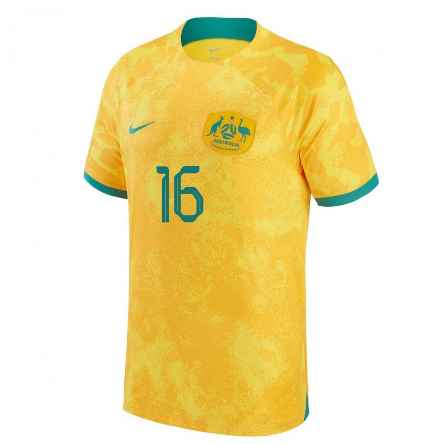 Vaikiškas Australijos Aziz Behich #16 Auksinis Namų Marškinėliai 22-24 T-shirt