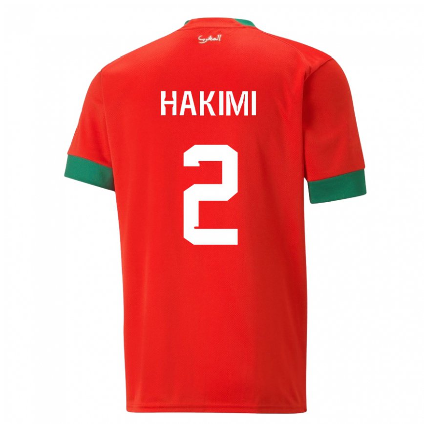 Vaikiškas Maroko Achraf Hakimi #2 Raudona Namų Marškinėliai 22-24 T-shirt