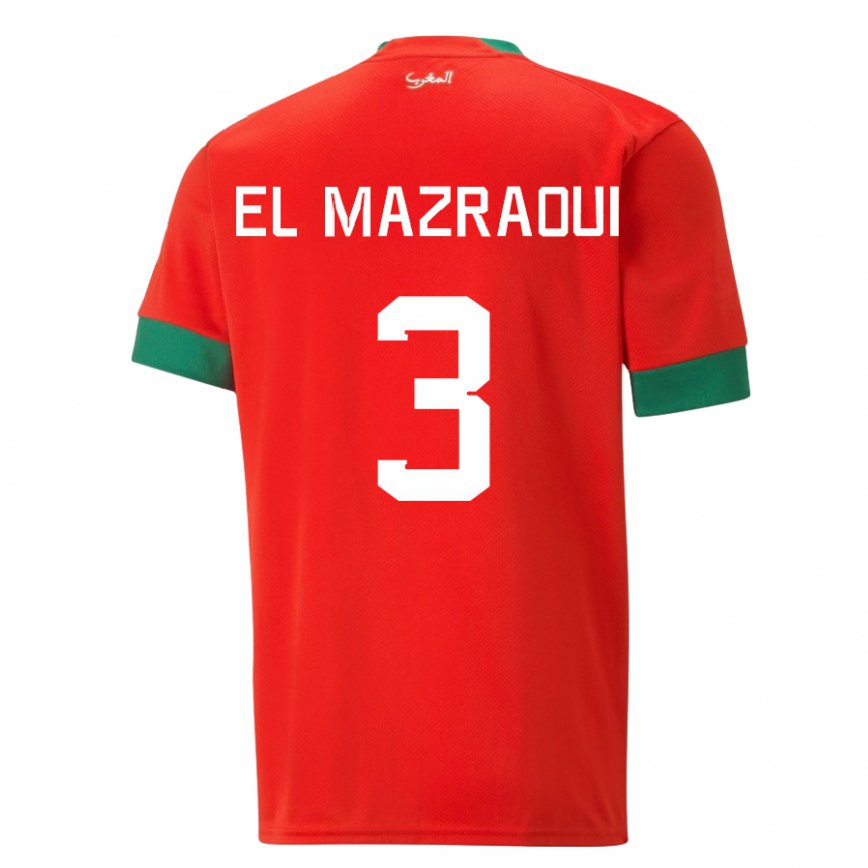 Vaikiškas Maroko Noussair El Mazraoui #3 Raudona Namų Marškinėliai 22-24 T-shirt