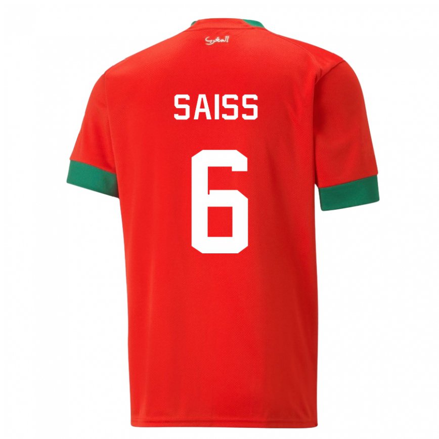 Vaikiškas Maroko Romain Saiss #6 Raudona Namų Marškinėliai 22-24 T-shirt