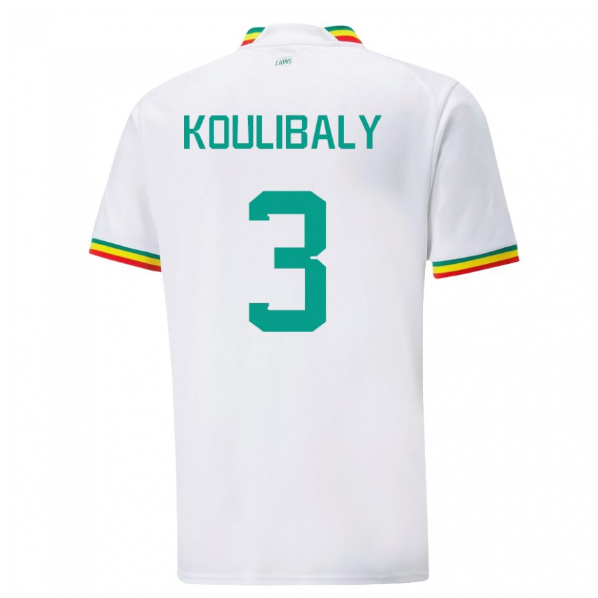 Vaikiškas Senegalo Kalidou Koulibaly #3 Baltas Namų Marškinėliai 22-24 T-shirt