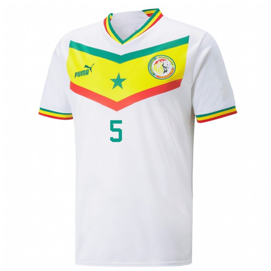 Vaikiškas Senegalo Idrissa Gueye #5 Baltas Namų Marškinėliai 22-24 T-shirt