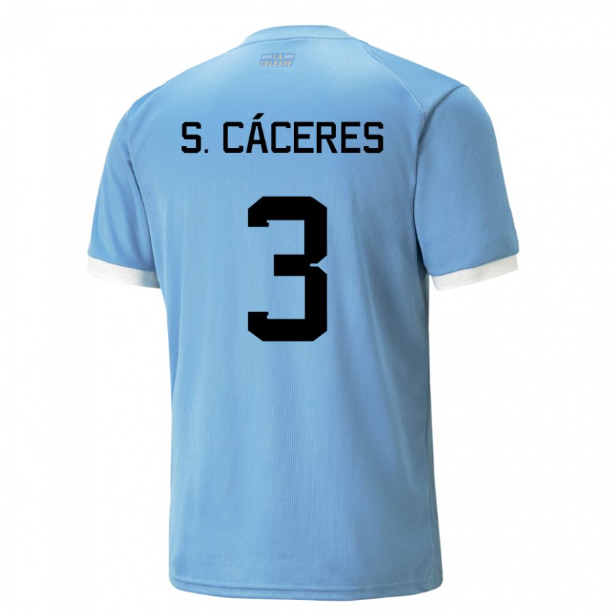 Vaikiškas Urugvajaus Sebastian Caceres #3 Mėlyna Namų Marškinėliai 22-24 T-shirt