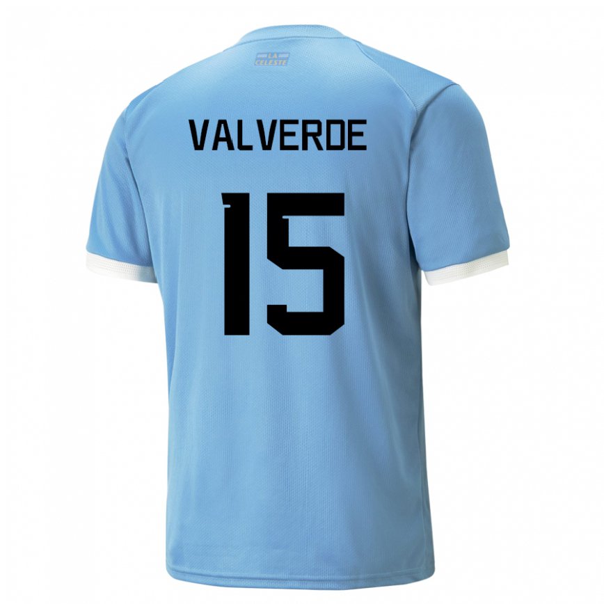 Vaikiškas Urugvajaus Federico Valverde #15 Mėlyna Namų Marškinėliai 22-24 T-shirt