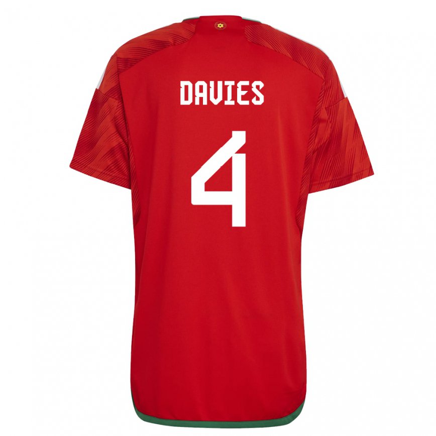 Vaikiškas Velso Ben Davies #4 Raudona Namų Marškinėliai 22-24 T-shirt