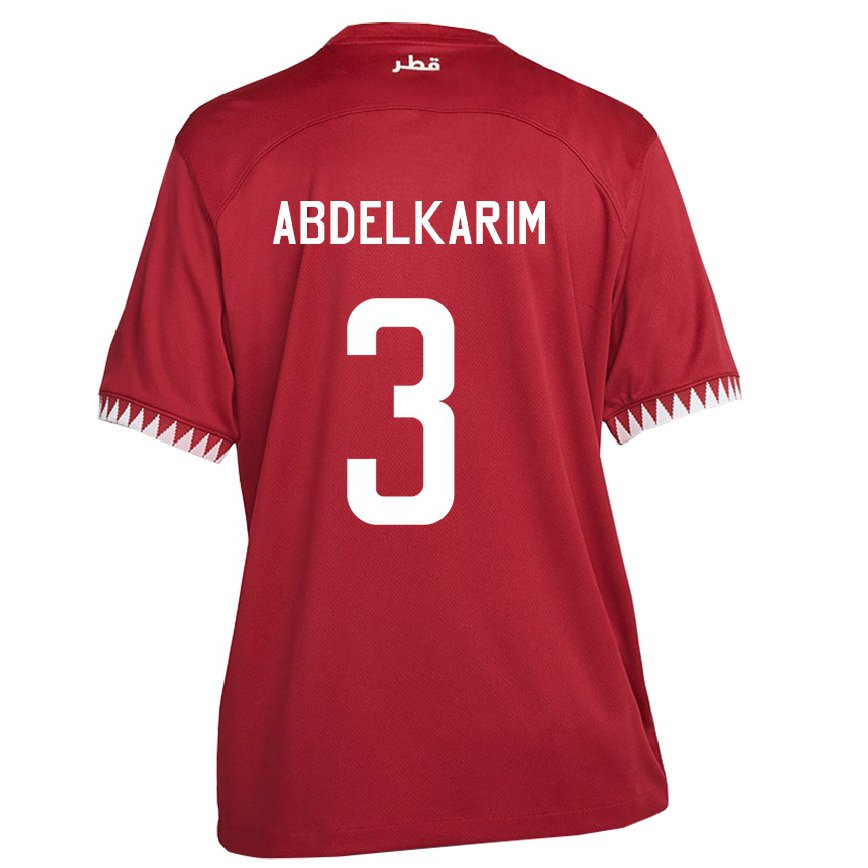 Vaikiškas Kataro Abdelkarim Hassan #3 Maroon Namų Marškinėliai 22-24 T-shirt