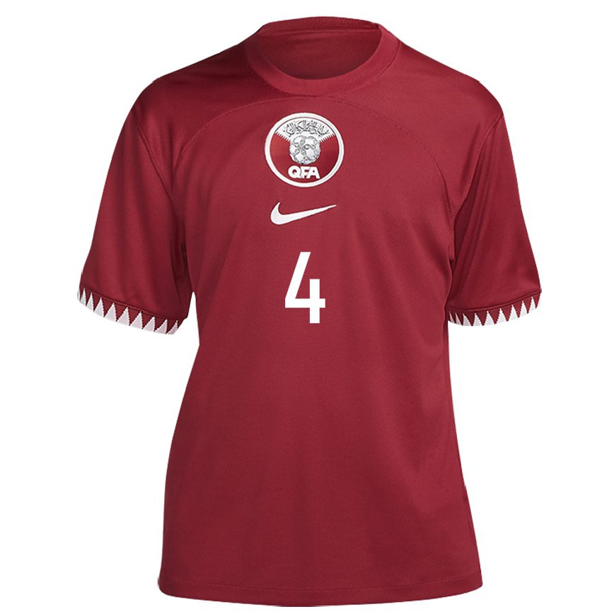 Vaikiškas Kataro Mohammed Waad #4 Maroon Namų Marškinėliai 22-24 T-shirt