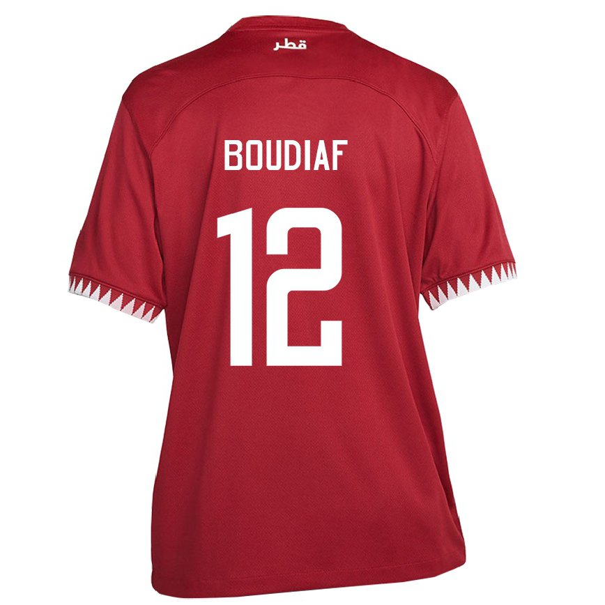 Vaikiškas Kataro Karim Boudiaf #12 Maroon Namų Marškinėliai 22-24 T-shirt