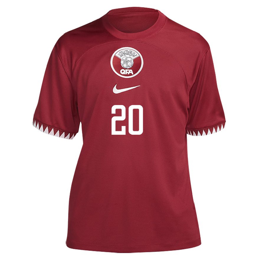 Vaikiškas Kataro Salem Al Hajri #20 Maroon Namų Marškinėliai 22-24 T-shirt