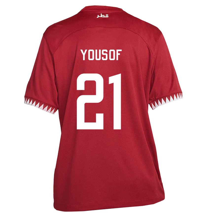 Vaikiškas Kataro Yousof Hassan #21 Maroon Namų Marškinėliai 22-24 T-shirt