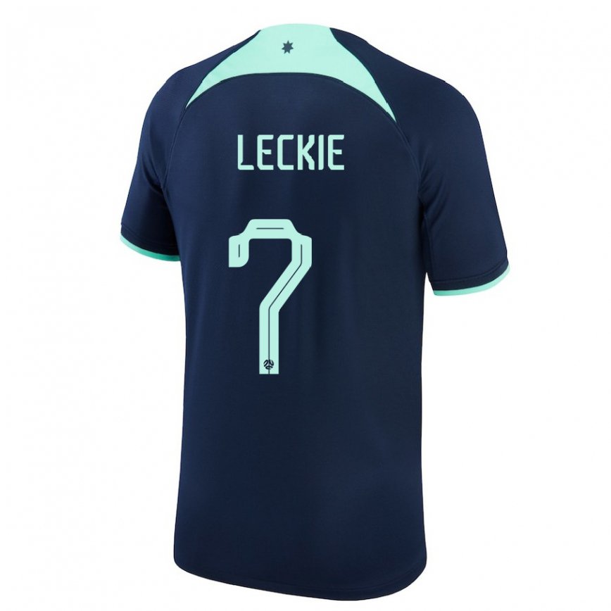 Vaikiškas Australijos Mathew Leckie #7 Tamsiai Mėlyna Išvykos Marškinėliai 22-24 T-shirt