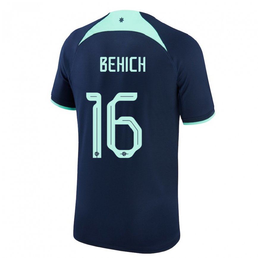 Vaikiškas Australijos Aziz Behich #16 Tamsiai Mėlyna Išvykos Marškinėliai 22-24 T-shirt