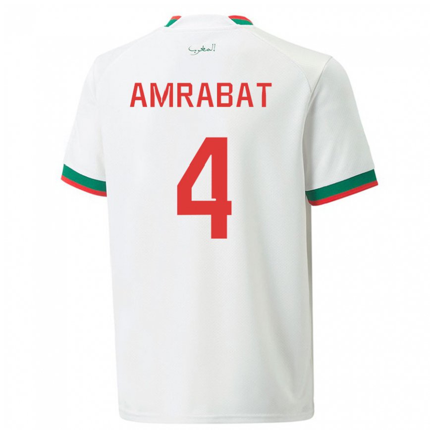 Vaikiškas Maroko Soufiane Amrabat #4 Baltas Išvykos Marškinėliai 22-24 T-shirt