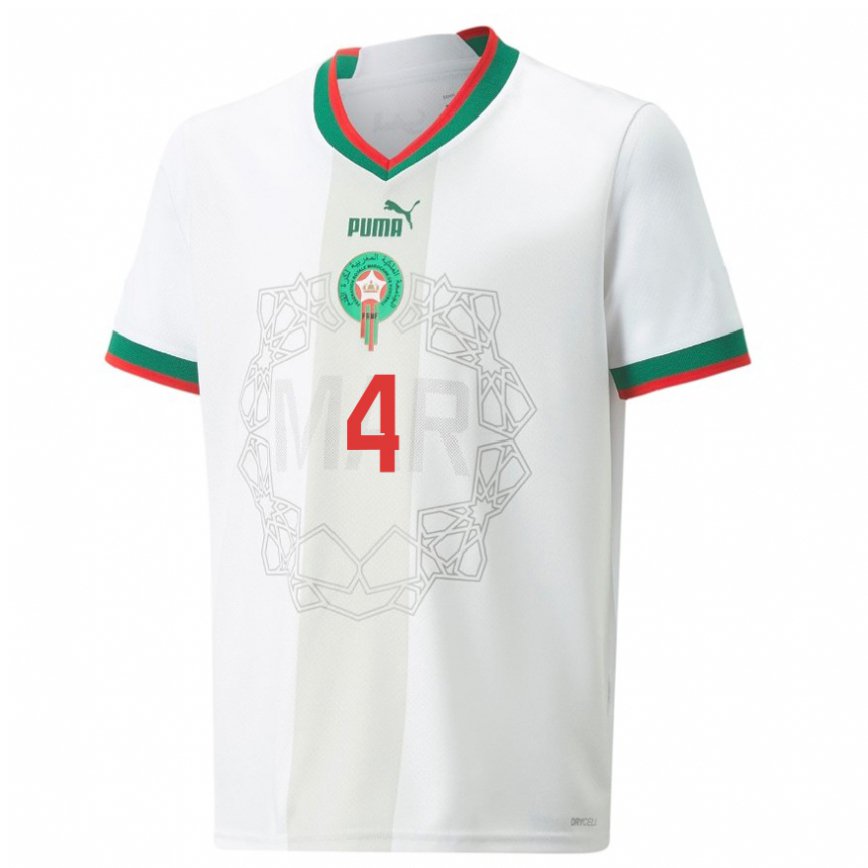 Vaikiškas Maroko Soufiane Amrabat #4 Baltas Išvykos Marškinėliai 22-24 T-shirt