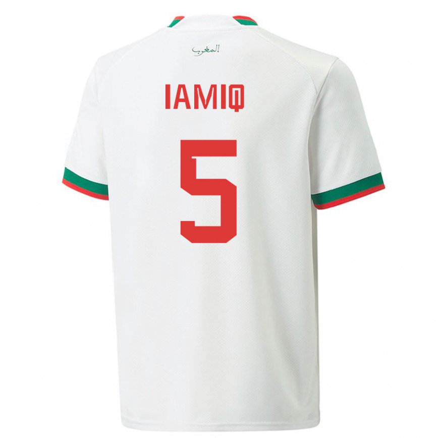 Vaikiškas Maroko Jawad Iamiq #5 Baltas Išvykos Marškinėliai 22-24 T-shirt