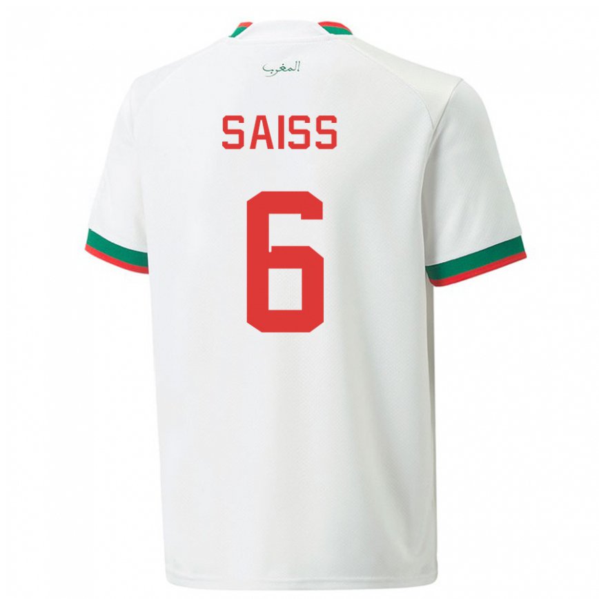 Vaikiškas Maroko Romain Saiss #6 Baltas Išvykos Marškinėliai 22-24 T-shirt