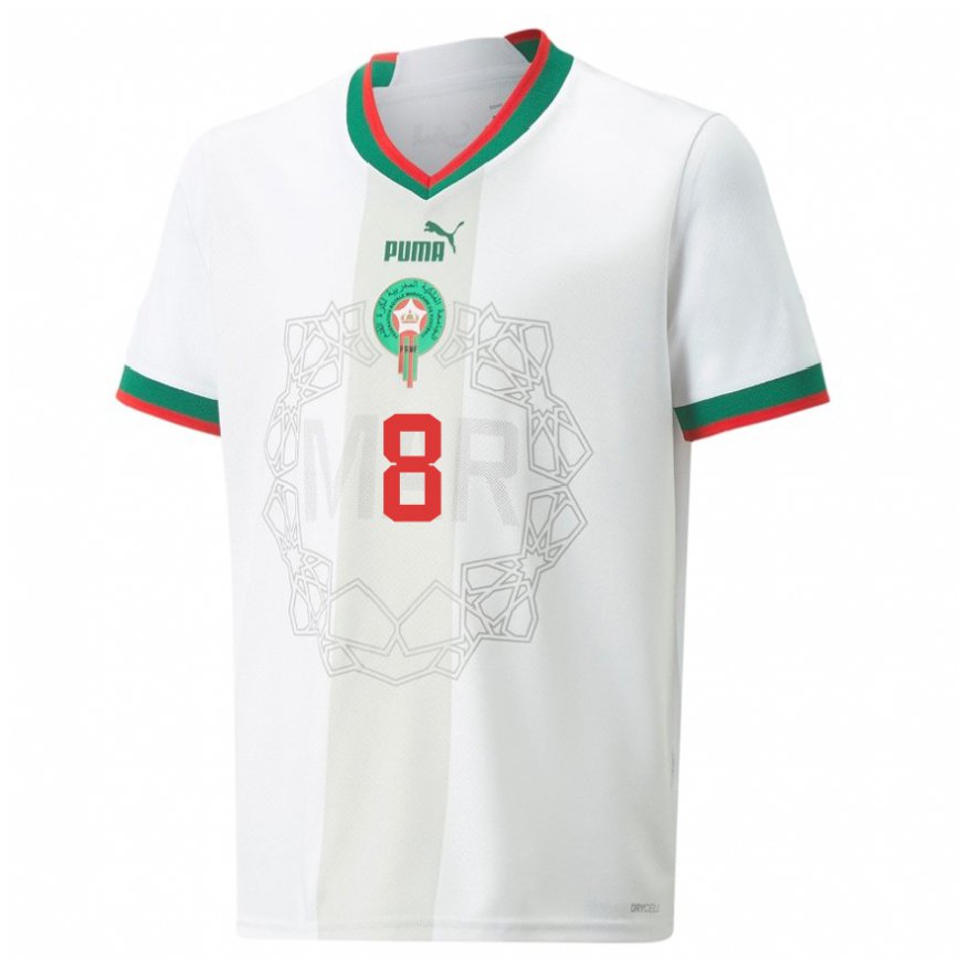 Vaikiškas Maroko Azzeddine Ounahi #8 Baltas Išvykos Marškinėliai 22-24 T-shirt