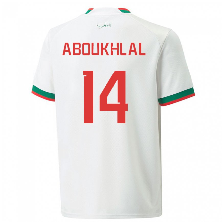 Vaikiškas Maroko Zakaria Aboukhlal #14 Baltas Išvykos Marškinėliai 22-24 T-shirt