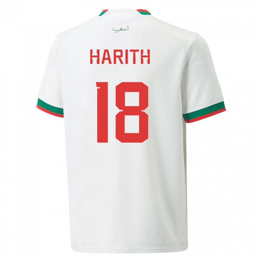 Vaikiškas Maroko Amine Harith #18 Baltas Išvykos Marškinėliai 22-24 T-shirt