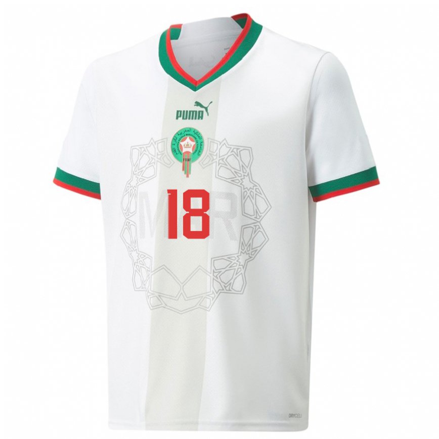 Vaikiškas Maroko Amine Harith #18 Baltas Išvykos Marškinėliai 22-24 T-shirt