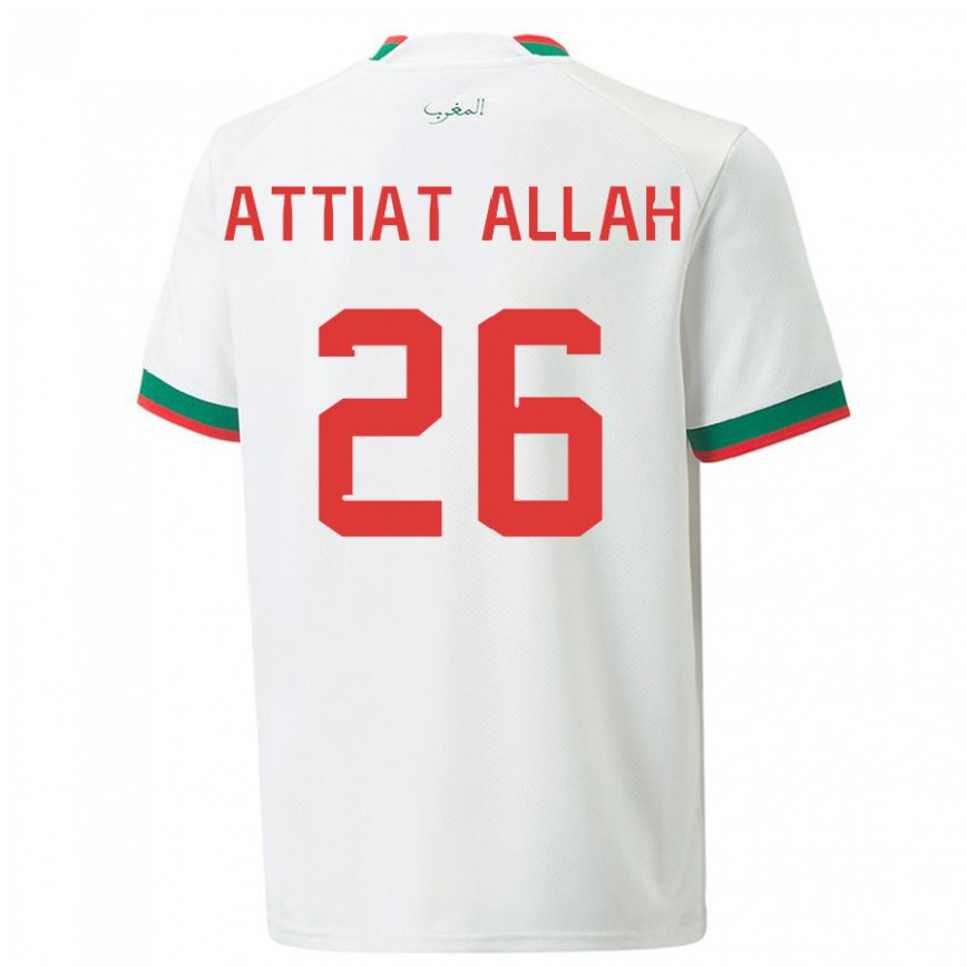 Vaikiškas Maroko Yahia Attiat-allah #26 Baltas Išvykos Marškinėliai 22-24 T-shirt