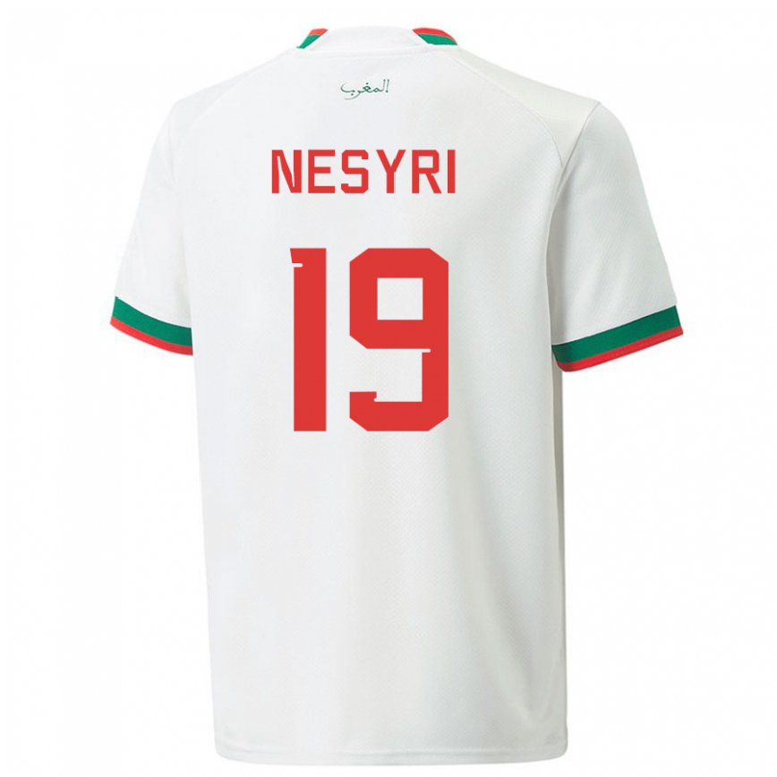 Vaikiškas Maroko Youssef En-nesyri #19 Baltas Išvykos Marškinėliai 22-24 T-shirt