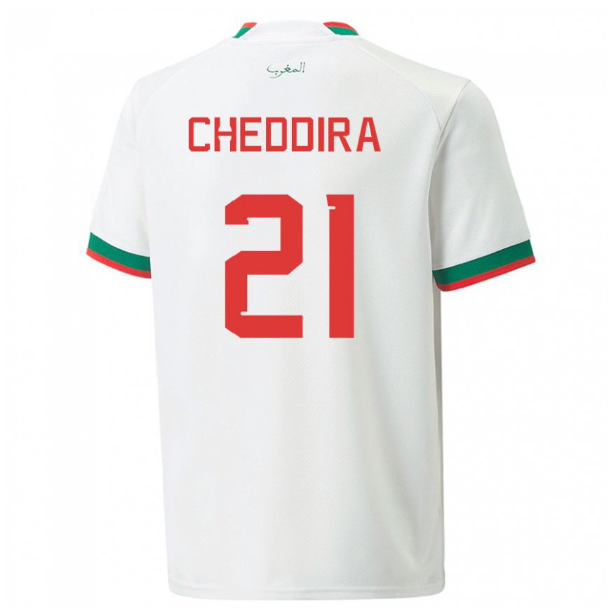 Vaikiškas Maroko Walid Cheddira #21 Baltas Išvykos Marškinėliai 22-24 T-shirt