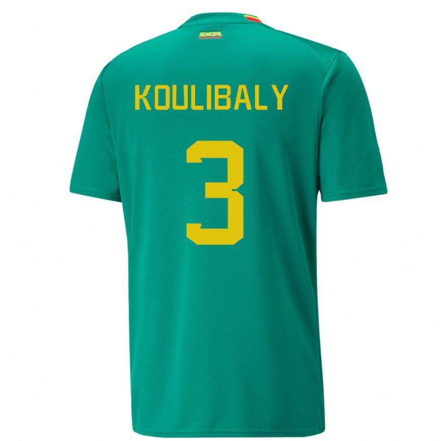 Vaikiškas Senegalo Kalidou Koulibaly #3 Žalias Išvykos Marškinėliai 22-24 T-shirt