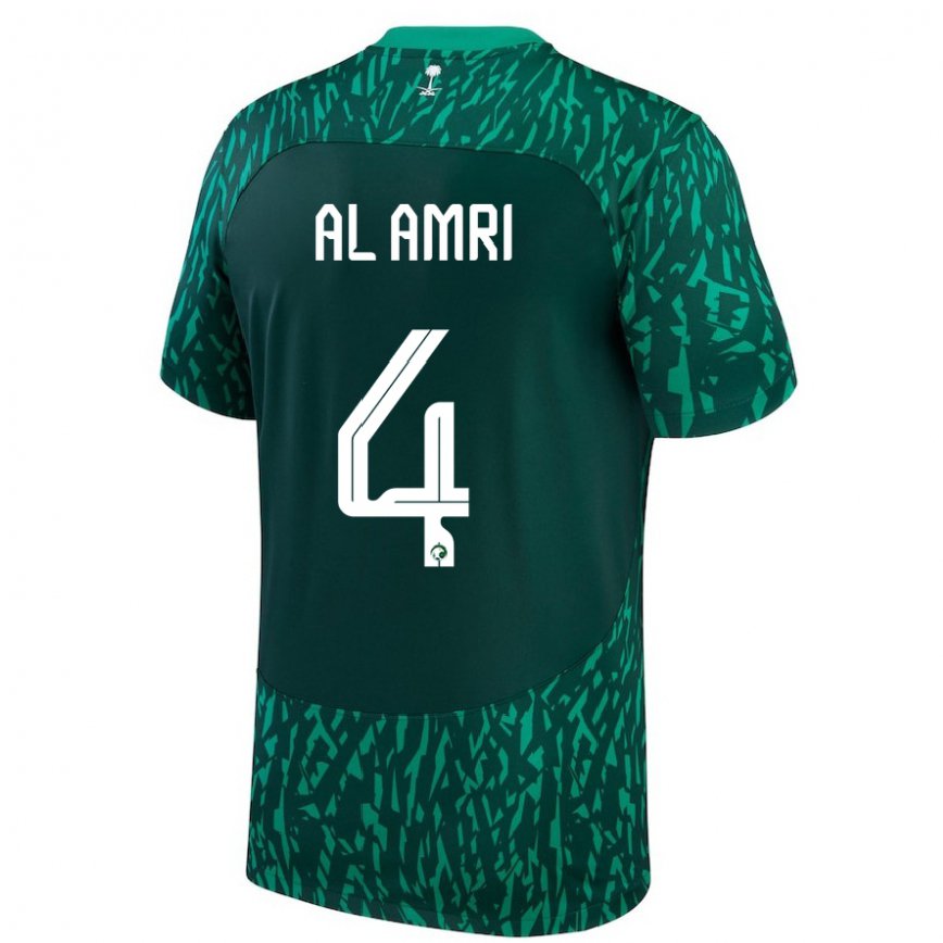 Vaikiškas Saudo Arabijos Abdulelah Al Amri #4 Tamsiai žalia Išvykos Marškinėliai 22-24 T-shirt