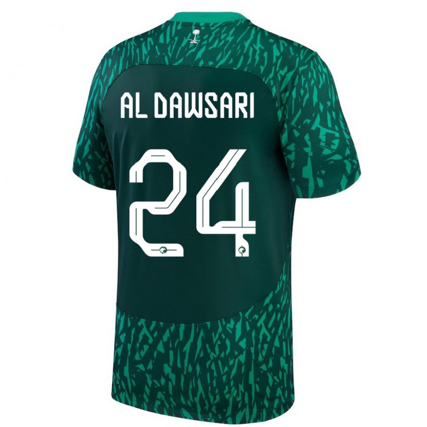 Vaikiškas Saudo Arabijos Nasser Al Dawsari #24 Tamsiai žalia Išvykos Marškinėliai 22-24 T-shirt