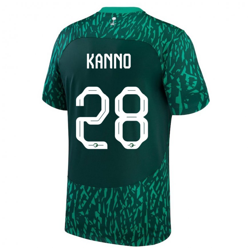 Vaikiškas Saudo Arabijos Mohamed Kanno #28 Tamsiai žalia Išvykos Marškinėliai 22-24 T-shirt