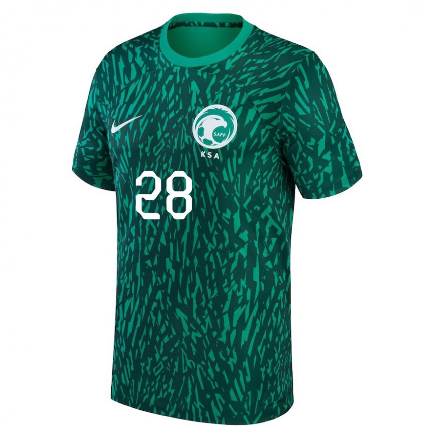 Vaikiškas Saudo Arabijos Mohamed Kanno #28 Tamsiai žalia Išvykos Marškinėliai 22-24 T-shirt