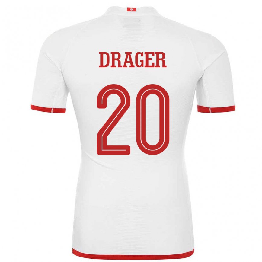 Vaikiškas Tuniso Mohamed Drager #20 Baltas Išvykos Marškinėliai 22-24 T-shirt