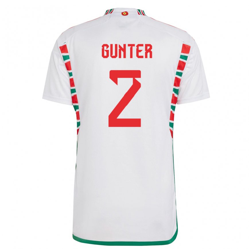 Vaikiškas Velso Chris Gunter #2 Baltas Išvykos Marškinėliai 22-24 T-shirt