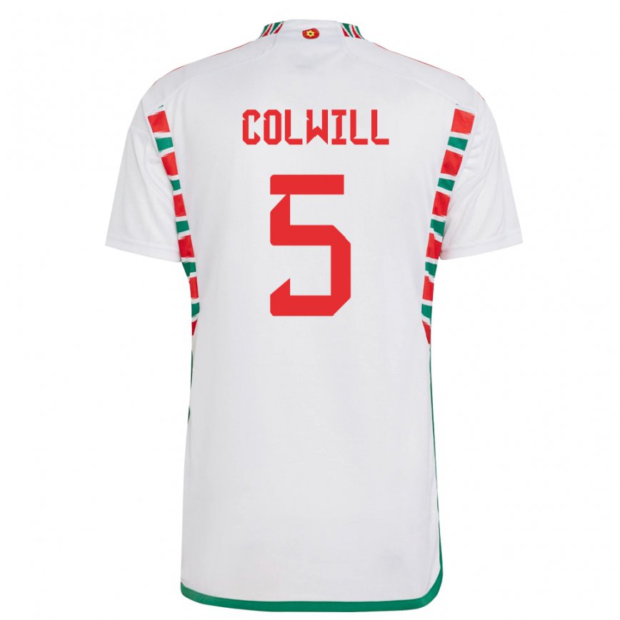 Vaikiškas Velso Rubin Colwill #5 Baltas Išvykos Marškinėliai 22-24 T-shirt