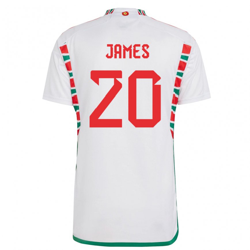 Vaikiškas Velso Daniel James #20 Baltas Išvykos Marškinėliai 22-24 T-shirt