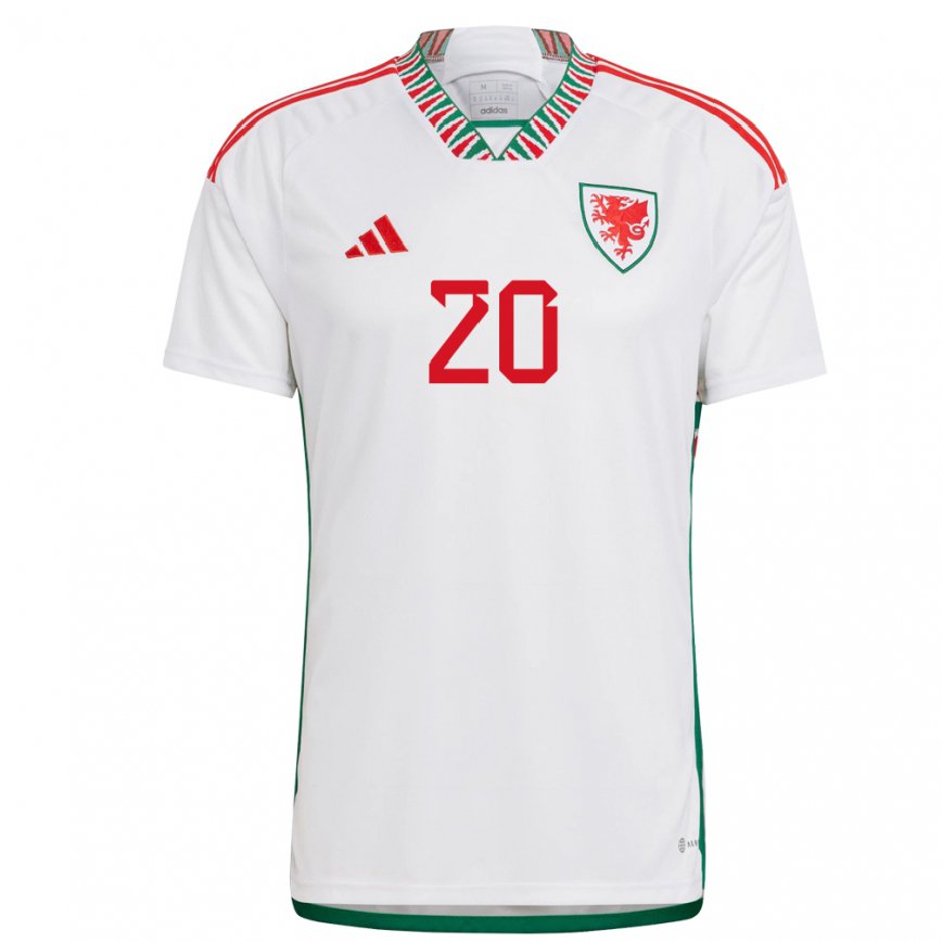 Vaikiškas Velso Daniel James #20 Baltas Išvykos Marškinėliai 22-24 T-shirt