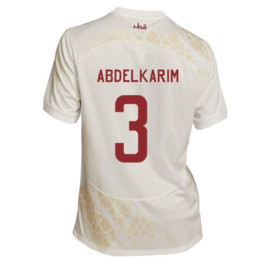 Vaikiškas Kataro Abdelkarim Hassan #3 Auksinė Smėlio Spalvos Išvykos Marškinėliai 22-24 T-shirt