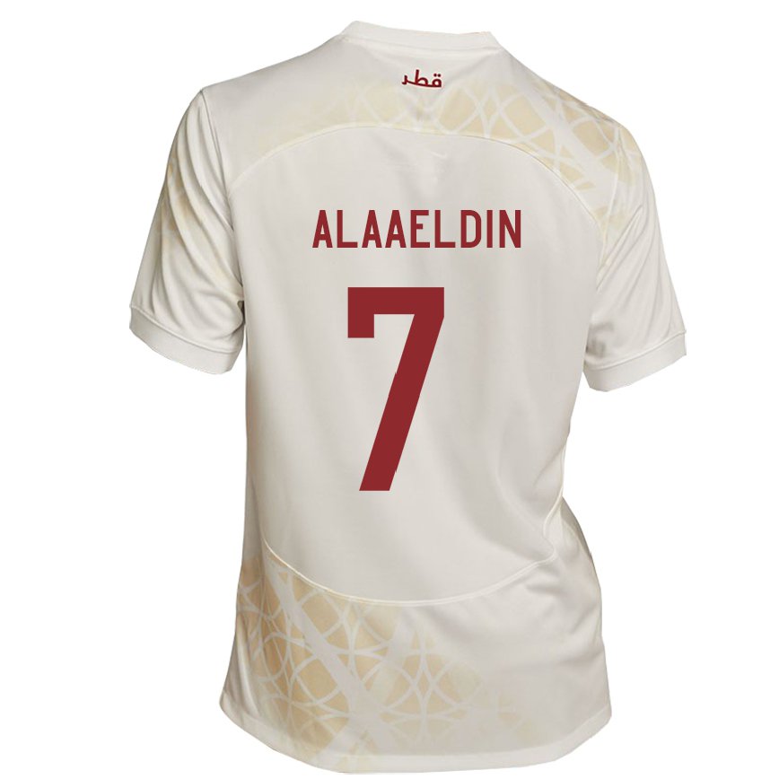 Vaikiškas Kataro Ahmed Alaaeldin #7 Auksinė Smėlio Spalvos Išvykos Marškinėliai 22-24 T-shirt