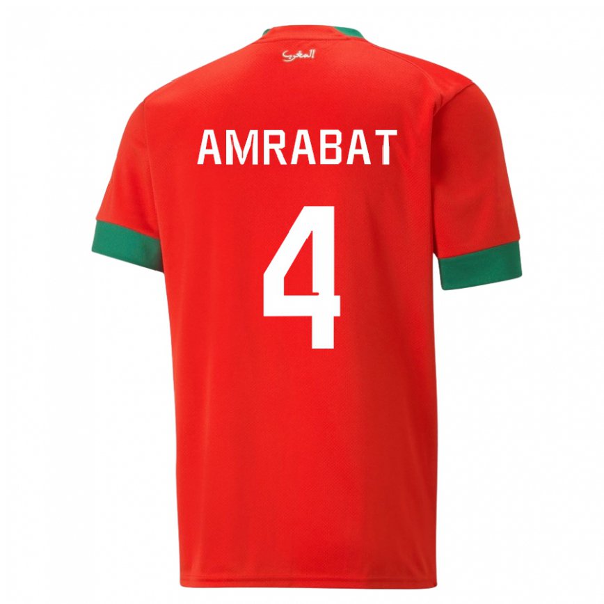 Vyrai Maroko Soufiane Amrabat #4 Raudona Namų Marškinėliai 22-24 T-shirt