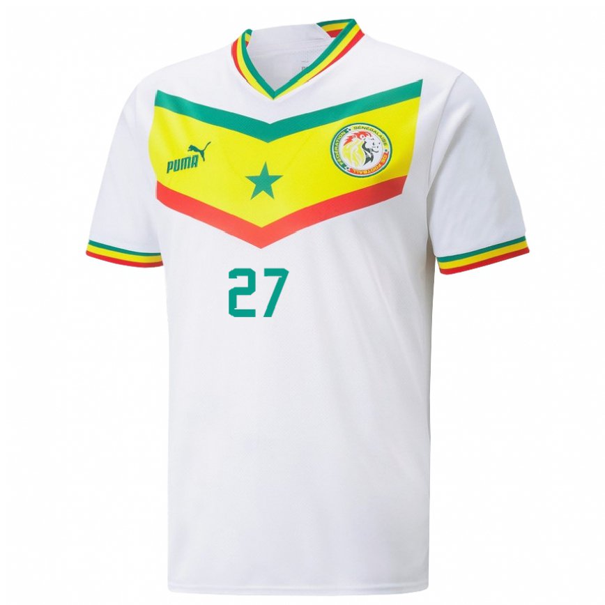 Vyrai Senegalo Nicolas Jackson #27 Baltas Namų Marškinėliai 22-24 T-shirt