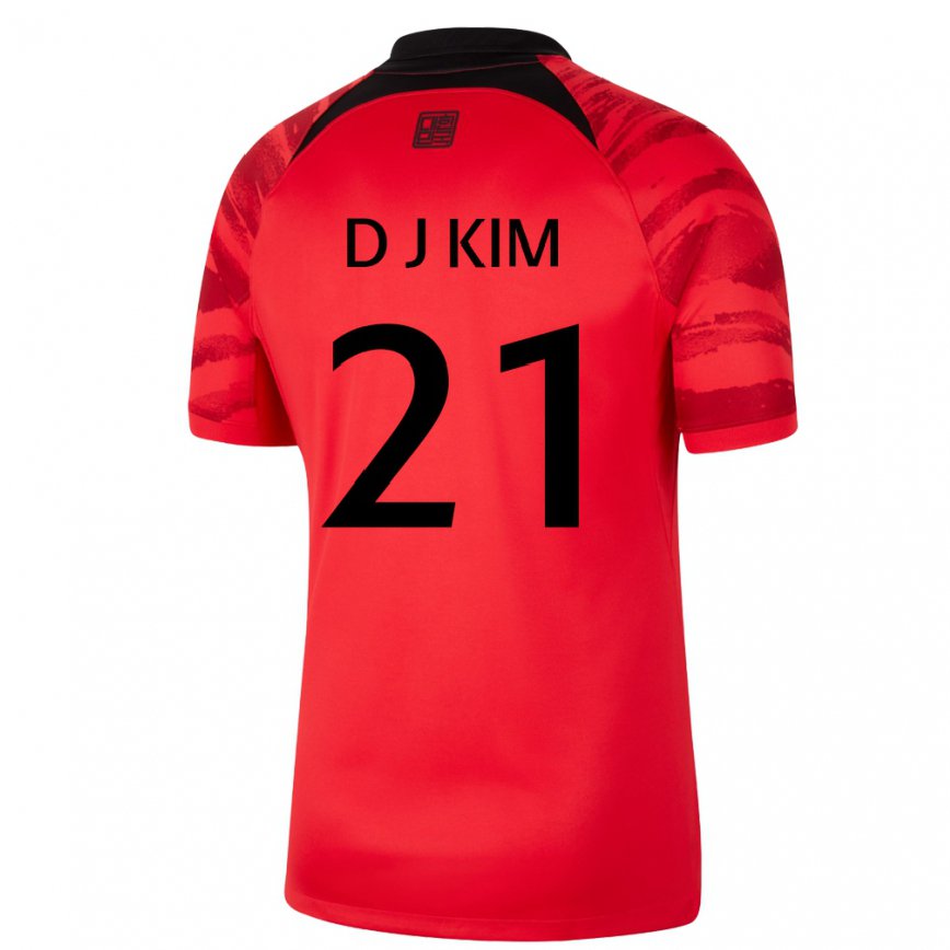 Vyrai Pietų Korėjos Dong-jun Kim #21 Raudona Juoda Namų Marškinėliai 22-24 T-shirt