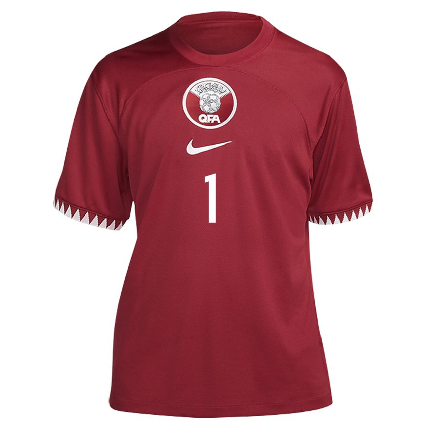 Vyrai Kataro Saad Al Sheeb #1 Maroon Namų Marškinėliai 22-24 T-shirt