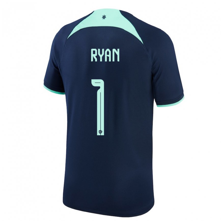 Vyrai Australijos Mathew Ryan #1 Tamsiai Mėlyna Išvykos Marškinėliai 22-24 T-shirt