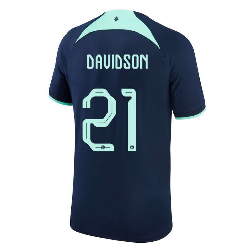 Vyrai Australijos Jason Davidson #21 Tamsiai Mėlyna Išvykos Marškinėliai 22-24 T-shirt