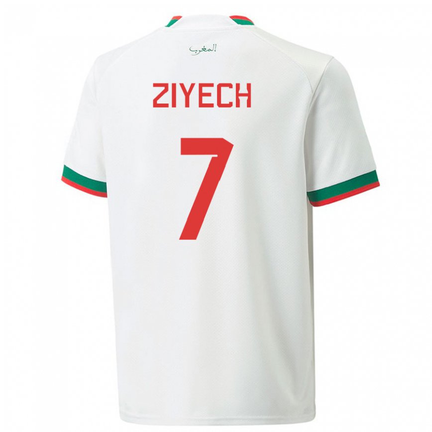 Vyrai Maroko Hakim Ziyech #7 Baltas Išvykos Marškinėliai 22-24 T-shirt